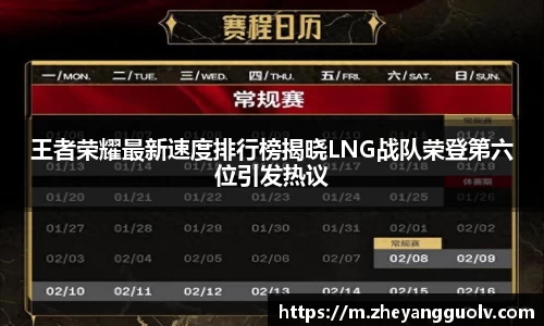 王者荣耀最新速度排行榜揭晓LNG战队荣登第六位引发热议